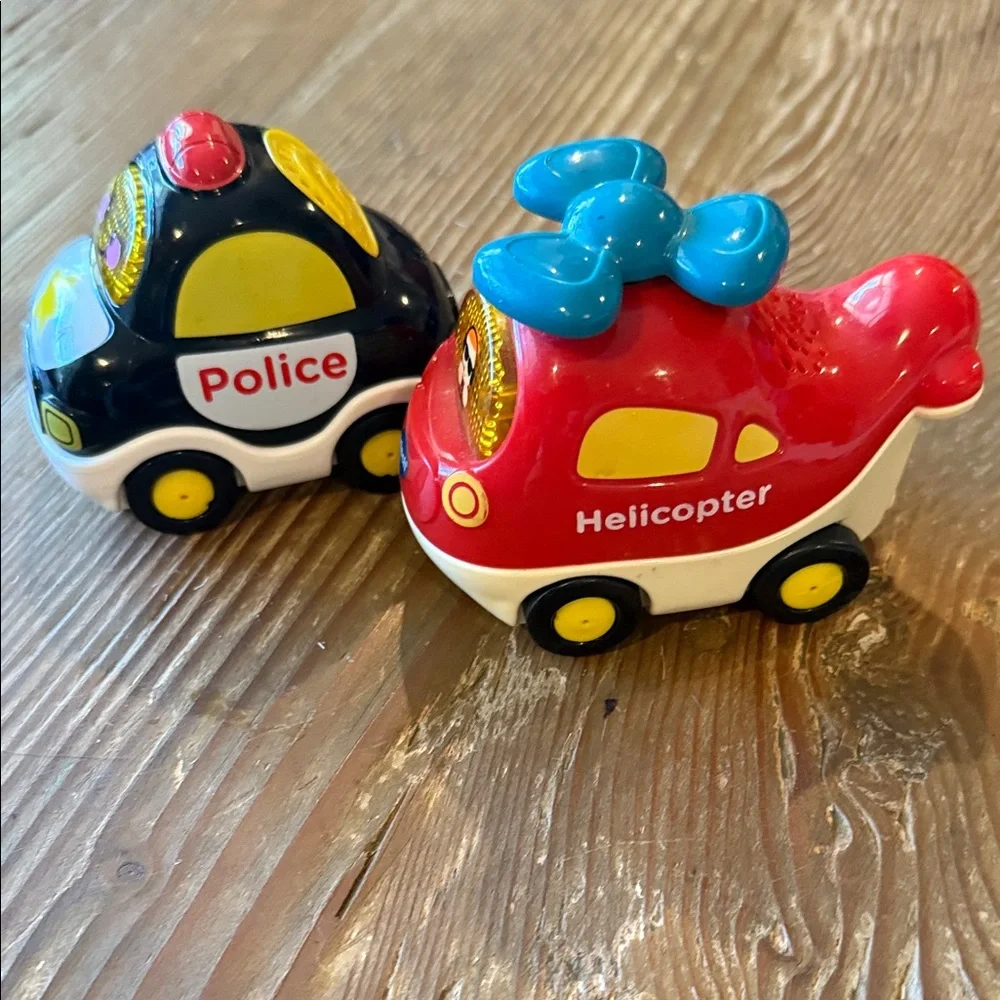 Vtech smart Fun Police Car and Helicopter Toy Set lights up and sings